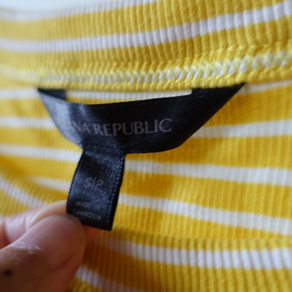 BR Banana Republic "the 90s tank" yellow stripe ribbed tank top S SM Small - Picture 5 of 11